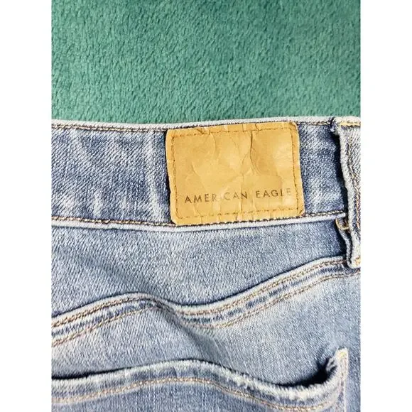 American Eagle Jeans Size 2 Womens Blue Stretch Distressed High Rise Jegging - Picture 13 of 14